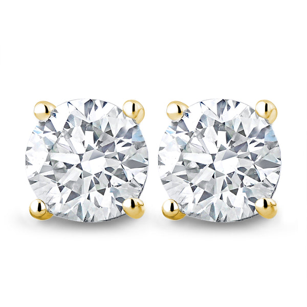 18K Gold Lab Diamond Stud Earrings 2.00CT F/VS1 Quality - 6.6mm