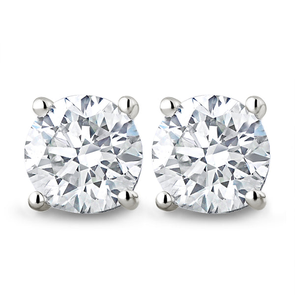 Lab Diamond Stud Earrings 2.00CT F/VS1 Quality 18K White Gold - 6.6mm