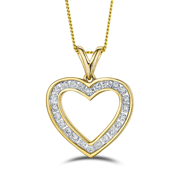 0.50ct Lab Diamond Heart Pendant Necklace H/SI Quality in 9K Yellow Gold
