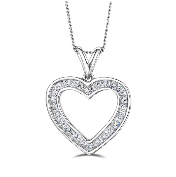 0.50ct Lab Diamond Heart Pendant Necklace H/SI Quality in 9K White Gold