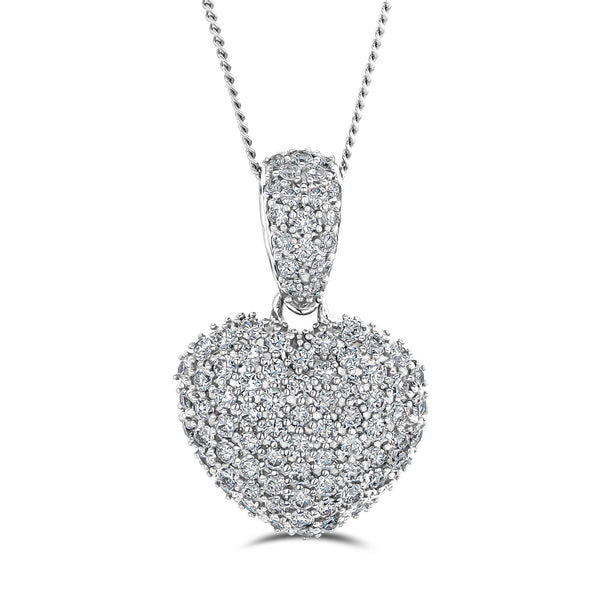 1.00ct Lab Diamond Heart Pendant Necklace H/SI Quality in 9K White Gold