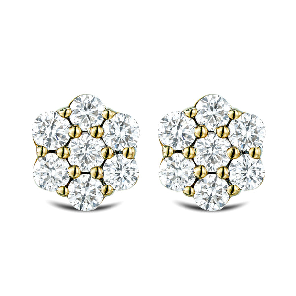 0.50ct Lab Diamond Cluster Earrings in 9K Yellow gold and H/SI Quality