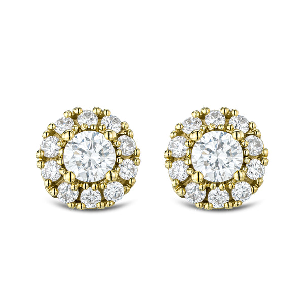0.50ct Halo Lab Diamond Earrings Set in 9K Yellow Gold and H/SI Quality
