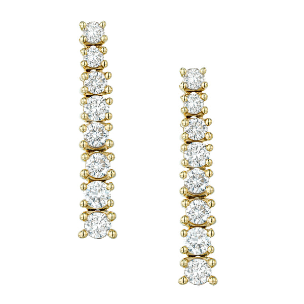 1ct Lab Diamond Life Journey Drop Earrings Set in 9K Yellow Gold