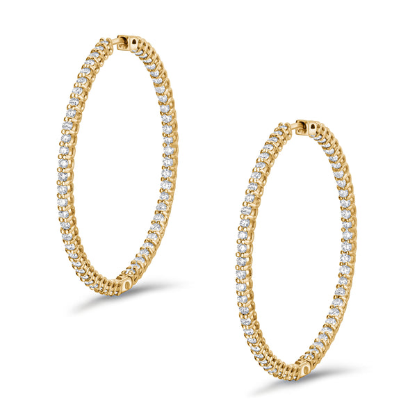 2.00ct Lab Diamond Hoop Earrings in 9K Yellow Gold F/VS