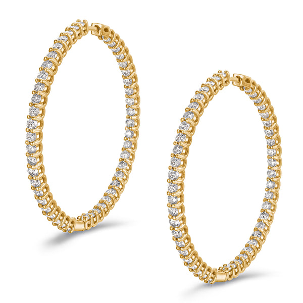 4.00ct Lab Diamond Hoop Earrings in 9K Yellow Gold G/VS