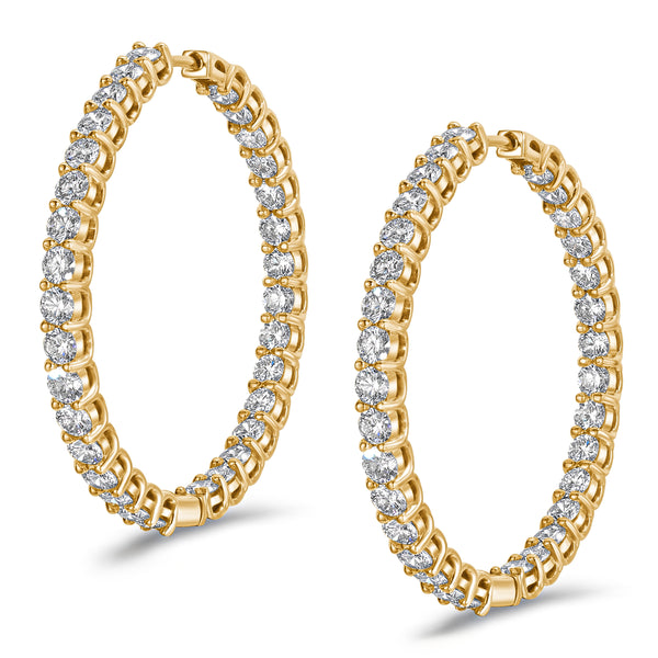7.00ct Lab Diamond Hoop Earrings in 9K Yellow Gold G/VS