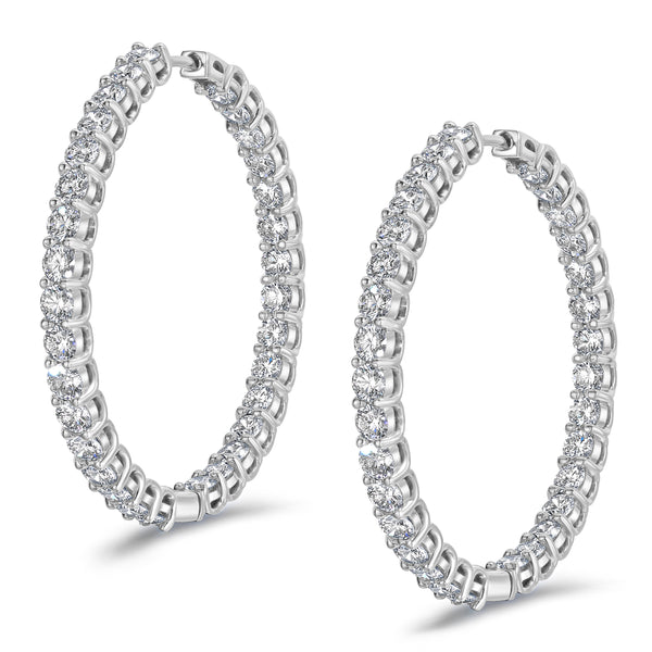 7.00ct Lab Diamond Hoop Earrings in 9K White Gold G/VS