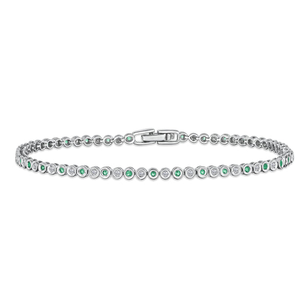 0.27ct Emerald and 0.35ct Lab Diamond Bracelet in 925 Sterling Silver