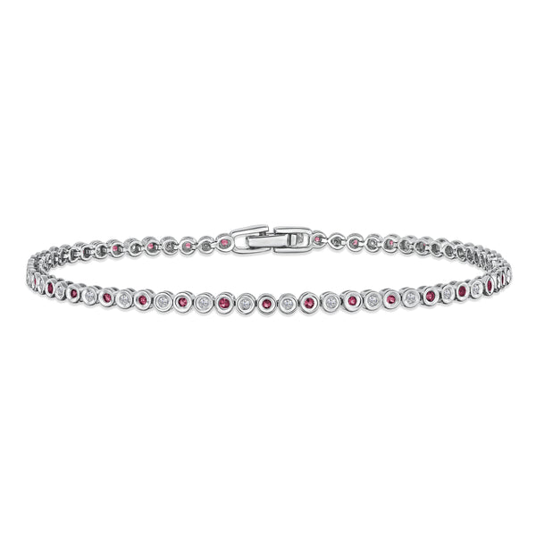 0.46ct Ruby and 0.35ct Lab Diamond Bracelet in 925 Sterling Silver