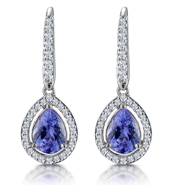 1.4ct Tanzanite and Diamond Halo Earrings 18KW Gold Asteria Collection