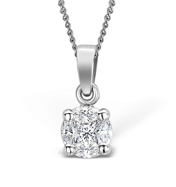 Galileo 0.50ct Solitaire Look Diamond 0.18ct 18K White Gold Necklace