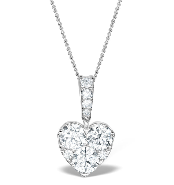 Lab Diamond Galileo Heart 1.10CT Pendant Necklace in 9K White Gold