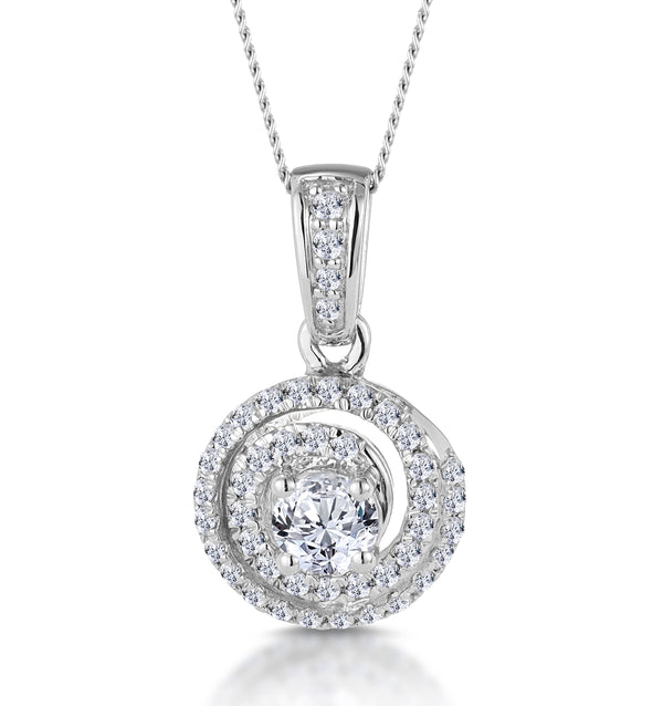 Diamond Swirl Necklace 0.60ct Set in 18K White Gold