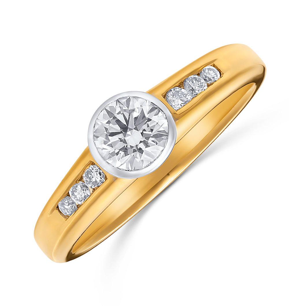 18K Ring Gold Lab Diamond Set Rubover Mount (0.57ct)
