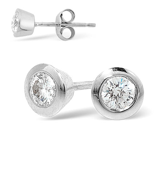 Platinum Rub-over Lab Diamond Stud Earrings - 0.30CT - F/VS - 5mm
