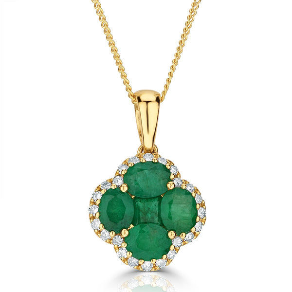 Emerald 1.04ct and Diamond 18K Yellow Gold Alegria Pendant
