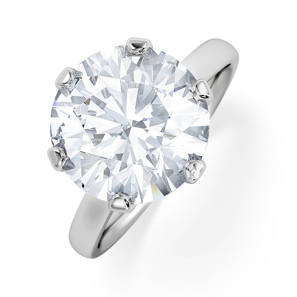 Low Set Chloe 5.00ct Lab Diamond Round Cut Engagement Ring in 18K White Gold G/VS1