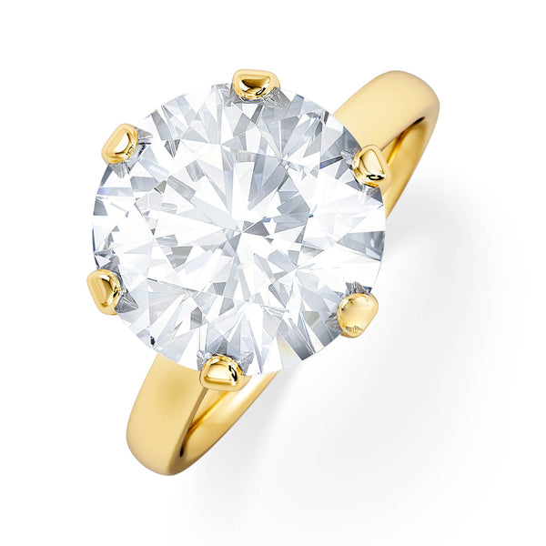 Low Set Chloe 5.00ct Lab Diamond Round Cut Engagement Ring in 18K Yellow Gold G/VS1