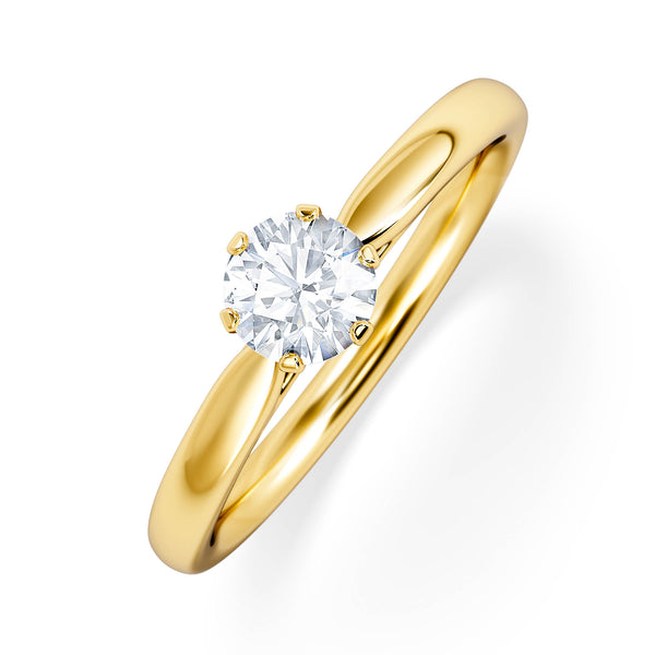 Certified 0.50CT Chloe Low 18K Gold Engagement Ring G/SI2