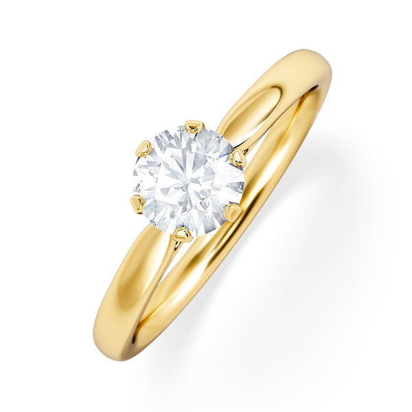 Certified 0.70CT Chloe Low 18K Gold Engagement Ring E/VS2