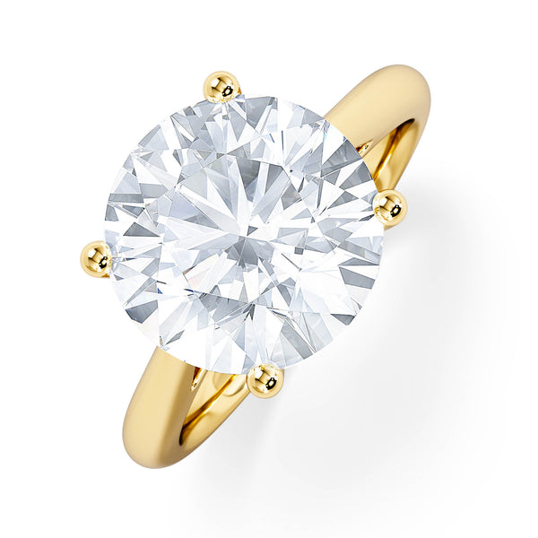 Elysia 5.00ct Lab Diamond Round Cut Engagement Ring in 18K Yellow Gold G/VS1
