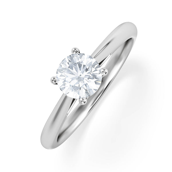 Engagement Ring Certified 0.70CT Elysia 18K White Gold E/VS2