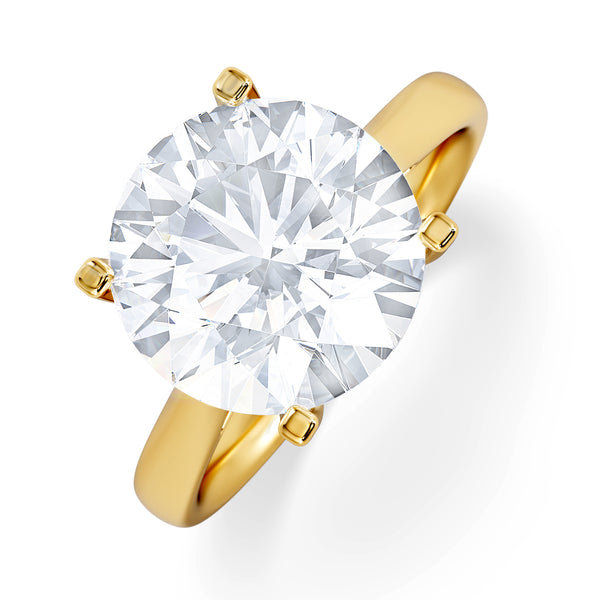 Grace 5.00ct Lab Diamond Round Cut Engagement Ring in 18K Yellow Gold G/VS1