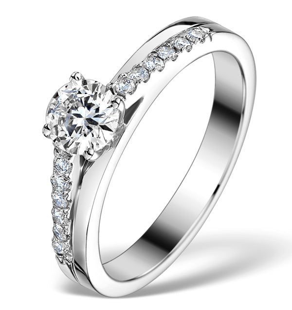 Sidestone Lab Diamond Ring Celestine 0.65ct F/VS 18K White Gold