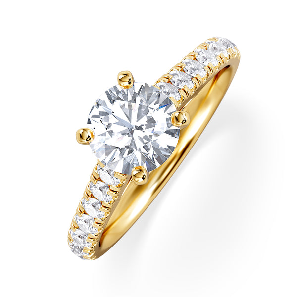 Natalia GIA Diamond Engagement Side Stone Ring 18K Gold 1.50CT G/VS2