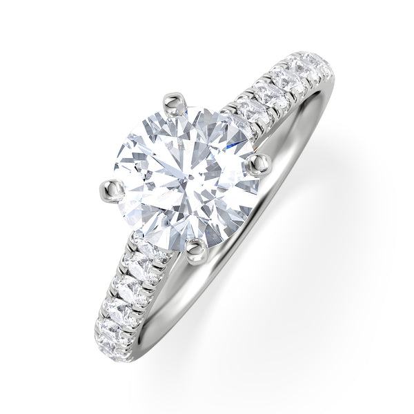 Natalia Lab Diamond Engagement Side Stone Ring Platinum 2.00CT F/VS1