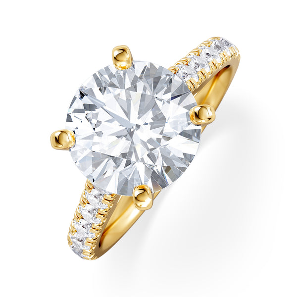 Natalia 3.45ct Lab Diamond Round Cut Engagement Ring in 18K Yellow Gold G/VS1