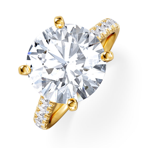 Natalia 5.65ct Lab Diamond Round Cut Engagement Ring in 18K Yellow Gold G/VS1