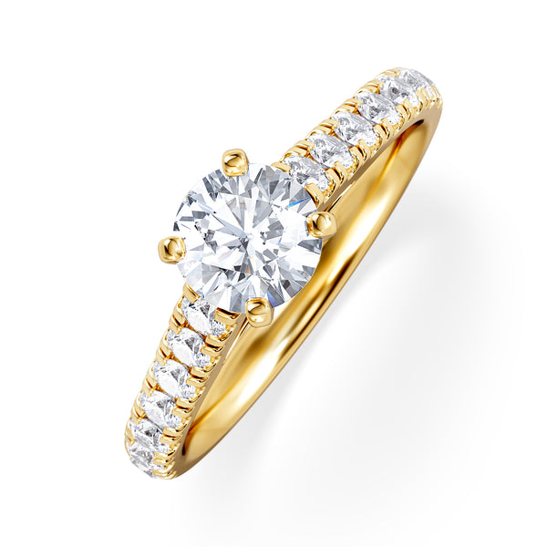 Natalia GIA Diamond Engagement Side Stone Ring 18K Gold 1.15CT G/SI2