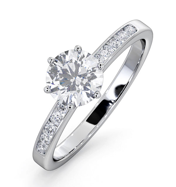 Charlotte GIA Diamond Engagement Side Stone Ring Platinum 1.10CT G/VS2