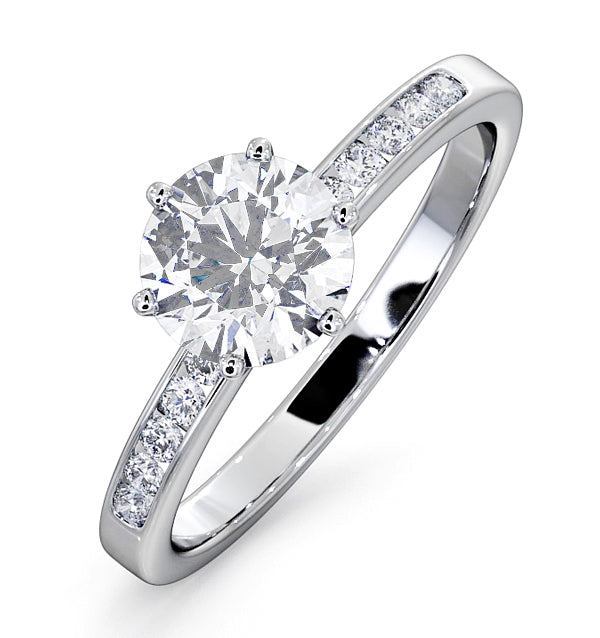 Charlotte GIA Diamond Engagement Side Stone Ring Platinum 1.20CT G/SI2