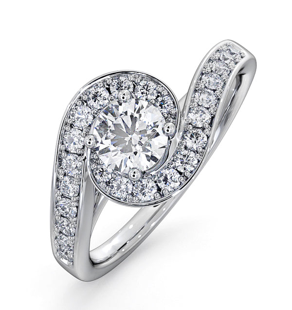 Anais Diamond Engagement Halo Ring 18KW Gold 0.82CT G/VS2