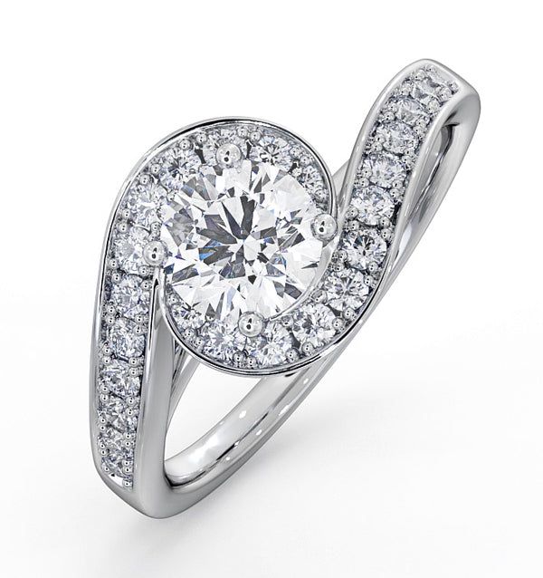 Anais GIA Diamond Engagement Halo Ring Platinum 1.05CT G/VS2