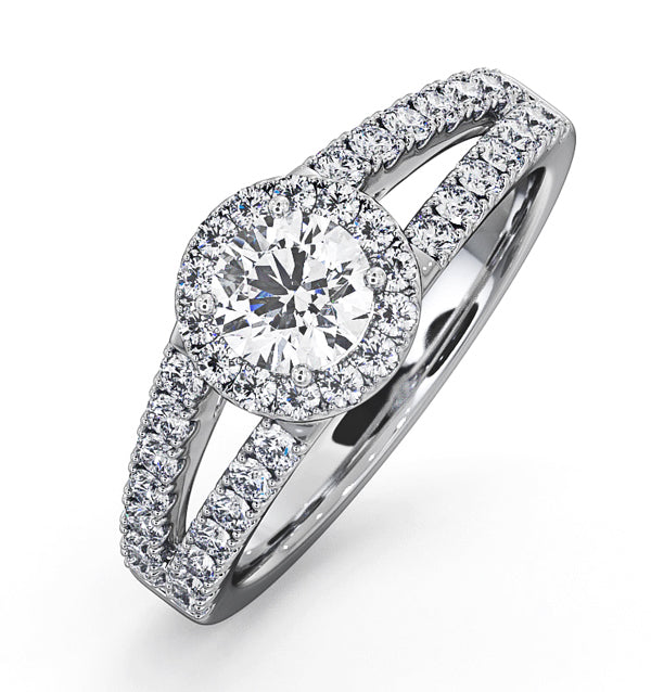 Carly Diamond Engagement Side Stone Ring Platinum 0.98CT G/VS2