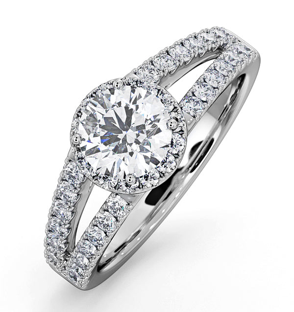 Carly GIA Diamond Engagement Side Stone Ring Platinum 1.48CT G/VS1