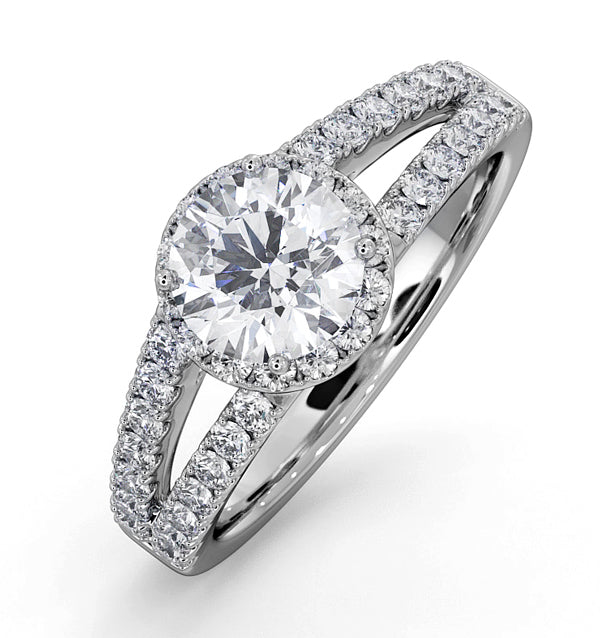 Carly GIA Diamond Engagement Side Stone Ring Platinum 1.58CT G/VS2