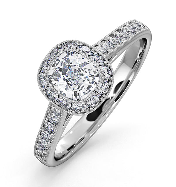 Danielle Diamond Engagement Side Stone Ring in 18KW Gold 1CT G/VS2