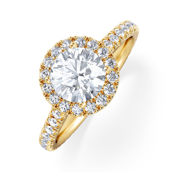 Reina Lab Diamond Halo Engagement Ring in 18K Gold 1.80ct F/VS1
