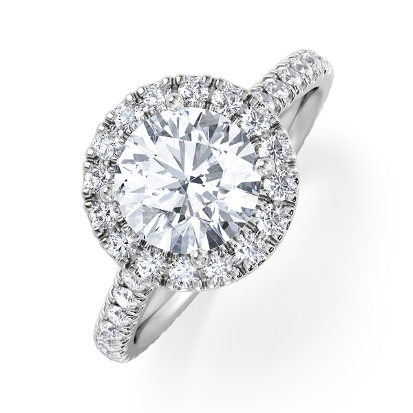 2.30ct Reina Lab Diamond Halo Engagement Ring in Platinum F/VS1