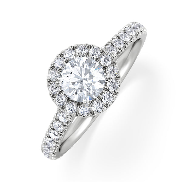 Reina Lab Diamond Halo Engagement Ring in 18K White Gold 1.10ct F/VS1