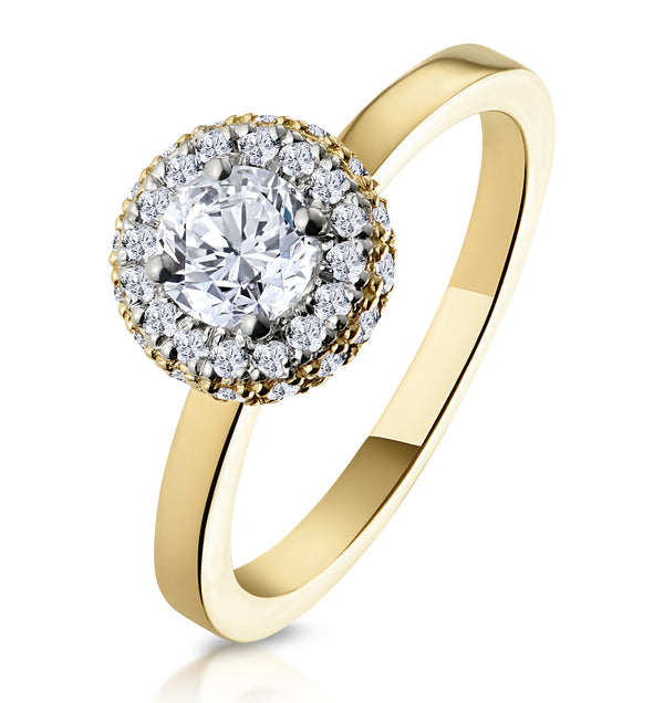 Eleanor Diamond Halo Engagement Ring in 18K Gold 0.65ct G/SI2