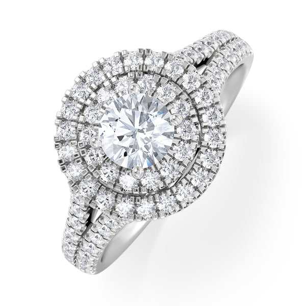 Camilla Diamond Halo Engagement Ring 18K White Gold 1.15ct G/SI2
