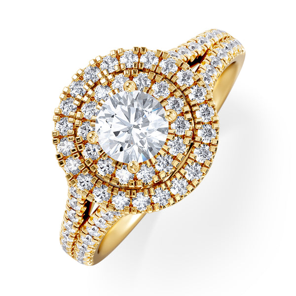 Camilla Diamond Halo Engagement Ring in 18K Gold 1.15ct G/SI2