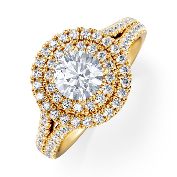Camilla GIA Diamond Halo Engagement Ring in 18K Gold 1.65ct G/VS2