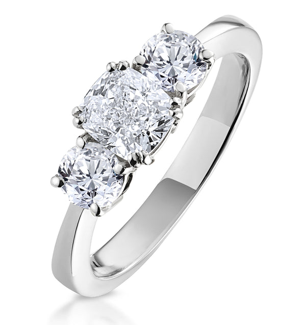 3 Stone Meghan Lab Diamond Engagement Ring 1.7CT F/VS1 18K White Gold